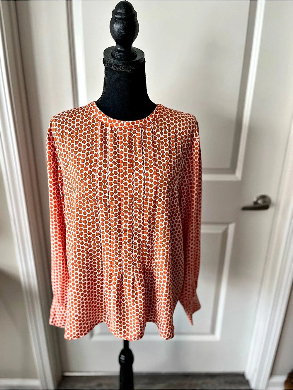 Ann Taylor Animal Print Blouse in Orange & White Size L NWT